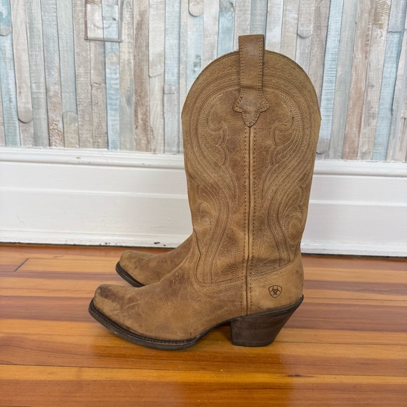 Ariat Shoes - Ariat 9 Lively Western Boot Cowboy Cowgirl Leather Heeled Pull On Tan Leather